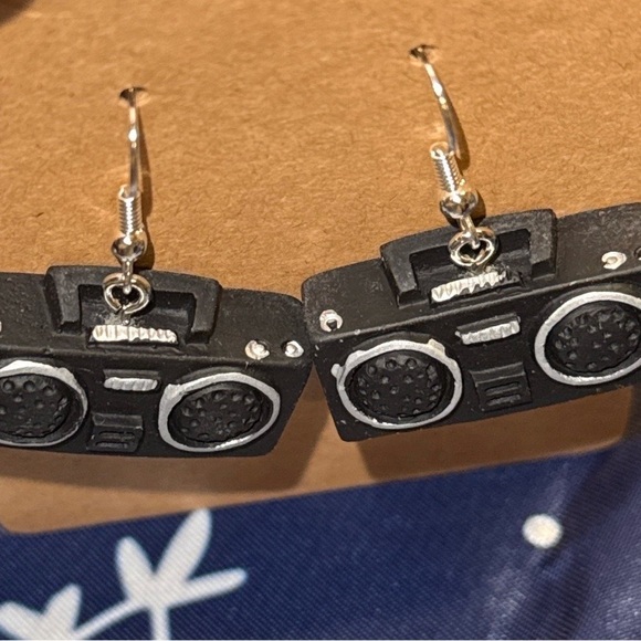 2/$35 Dangle Earrings Mini Boombox Model Tiny Radios Y2K 90s   Hip Hop Novelty - Picture 3 of 4